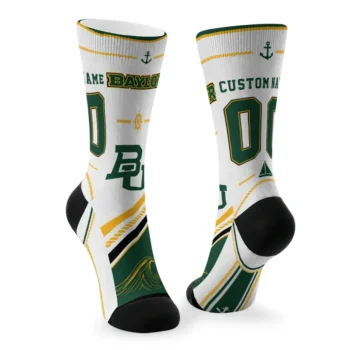Baylor Bears Socks Custom Nautical Icons Green White Fashion Forward
