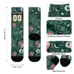 Baylor Bears Socks Custom Scattered Icons Green Best Selling