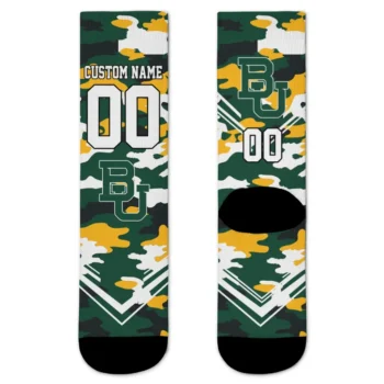 Baylor Bears Socks Custom Woodland Camo Green Best Selling
