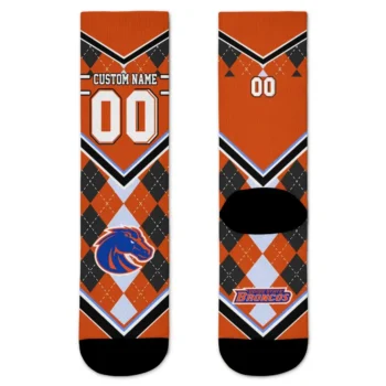 Boise State Broncos Socks Customized Argyle Pattern Orange Best Selling