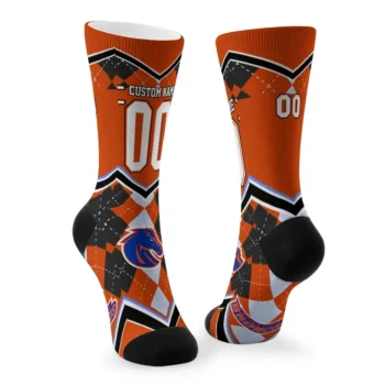 Boise State Broncos Socks Customized Argyle Pattern Orange Fashion Forward