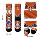 Boise State Broncos Socks Customized Argyle Pattern Orange Best Selling