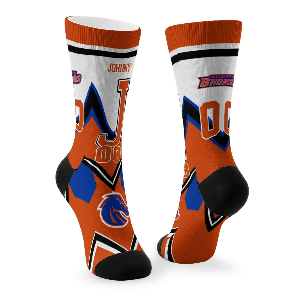 Boise State Broncos Socks Customized Arrow Blocks Orange Fashion Forward Boise State Broncos Socks Customized Arrow Blocks Orange Fashion Forward