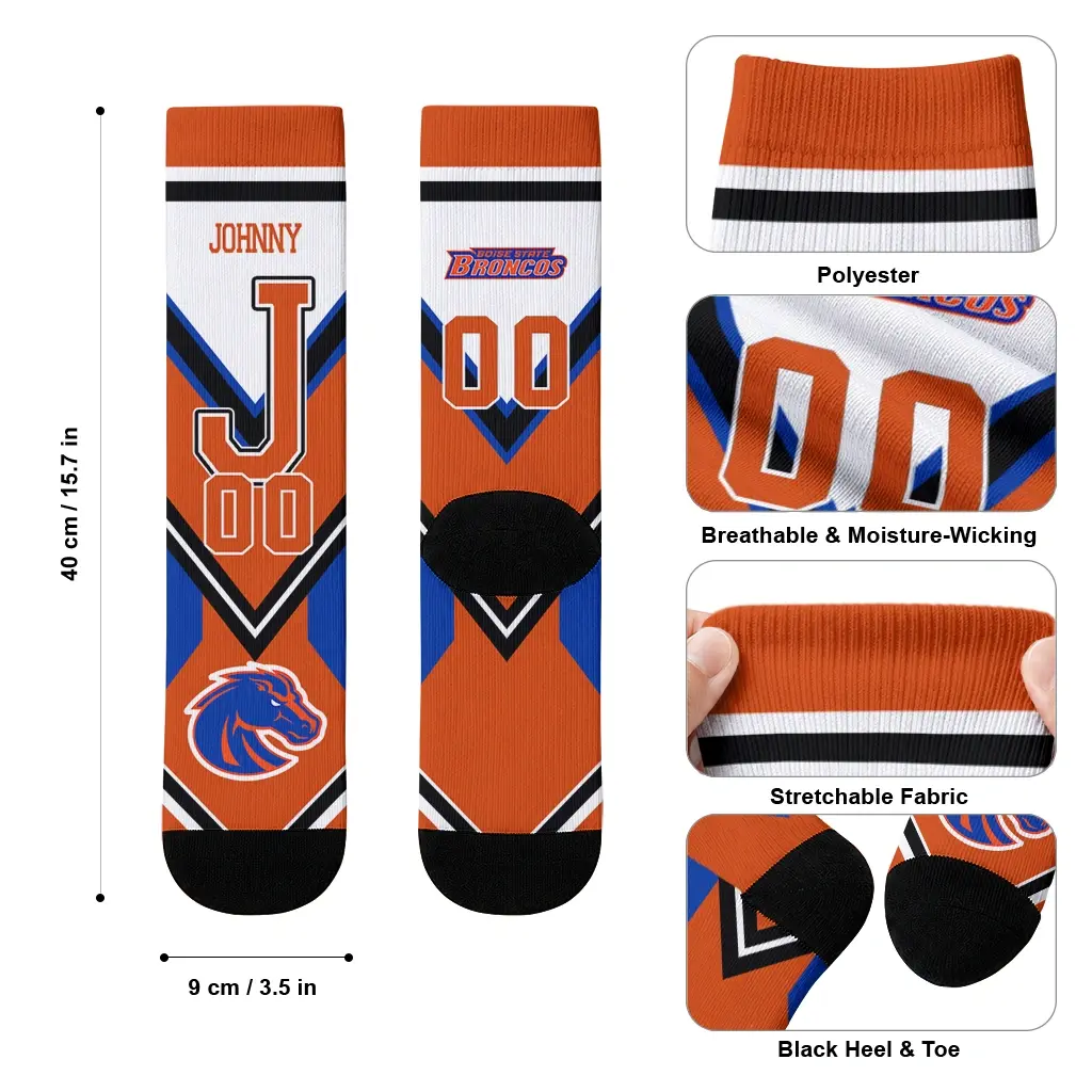 Boise State Broncos Socks Customized Arrow Blocks Orange High Quality Boise State Broncos Socks Customized Arrow Blocks Orange High Quality