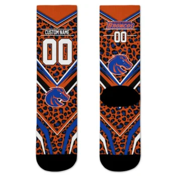 Boise State Broncos Socks Customized Leopard Print Orange Black Best Selling