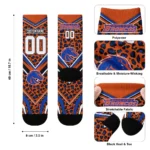 Boise State Broncos Socks Customized Leopard Print Orange Black Best Selling