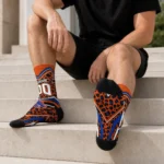 Boise State Broncos Socks Customized Leopard Print Orange Black Best Selling