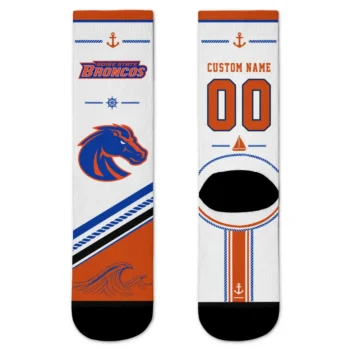 Boise State Broncos Socks Customized Nautical Icons Orange White Best Selling