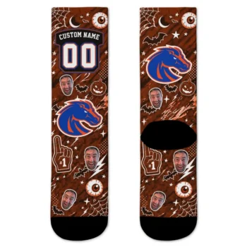 Boise State Broncos Socks Customized Scattered Icons Orange Best Selling
