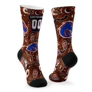 Boise State Broncos Socks Customized Scattered Icons Orange Fashion Forward