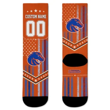 Boise State Broncos Socks Customized Star Stripes Orange White Best Selling