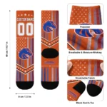 Boise State Broncos Socks Customized Star Stripes Orange White Best Selling
