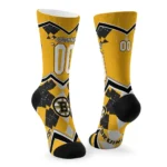 Boston Bruins Socks Custom Argyle Pattern Gold Best Selling