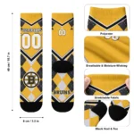 Boston Bruins Socks Custom Argyle Pattern Gold Best Selling