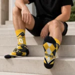 Boston Bruins Socks Custom Argyle Pattern Gold Best Selling