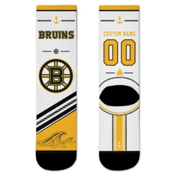 Boston Bruins Socks - Custom Nautical Icons Gold White