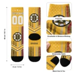 Boston Bruins Socks Custom Star Stripes Gold White Best Selling