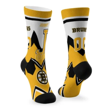 Boston Bruins Socks Customized Arrow Blocks Gold Fashion Forward