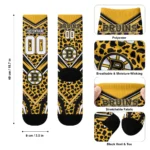 Boston Bruins Socks Customized Leopard Print Gold Black Best Selling