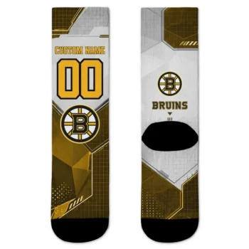 Boston Bruins Socks Personalized Geometric Tech Gold Best Selling
