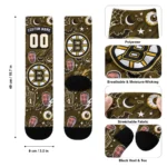 Boston Bruins Socks Personalized Scattered Icons Gold Best Selling