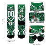Boston Celtics Socks Custom Leopard Print Green Black Best Selling