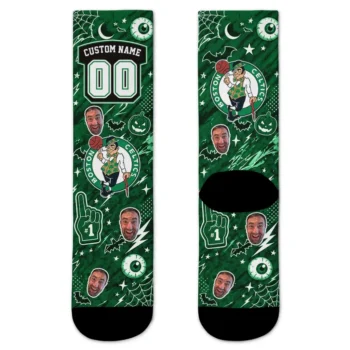 Boston Celtics Socks Customized Scattered Icons Green Best Selling