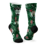 Boston Celtics Socks Customized Scattered Icons Green Best Selling