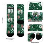 Boston Celtics Socks Customized Scattered Icons Green Best Selling
