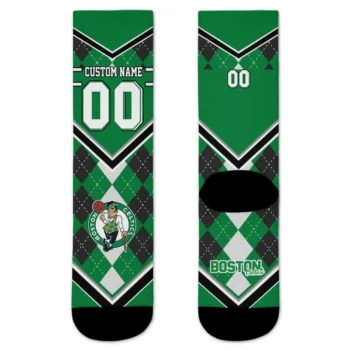 Boston Celtics Socks Personalized Argyle Pattern Green Best Selling