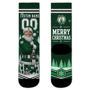 Boston Celtics Socks Personalized Snowy Scene Green White Best Selling