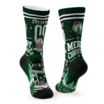 Boston Celtics Socks Personalized Snowy Scene Green White Best Selling