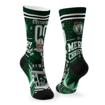 Boston Celtics Socks Personalized Snowy Scene Green White Fashion Forward