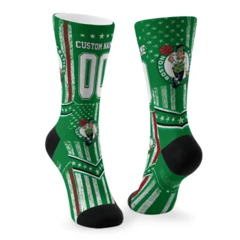 Boston Celtics Socks Personalized Star Stripes Green White Fashion Forward
