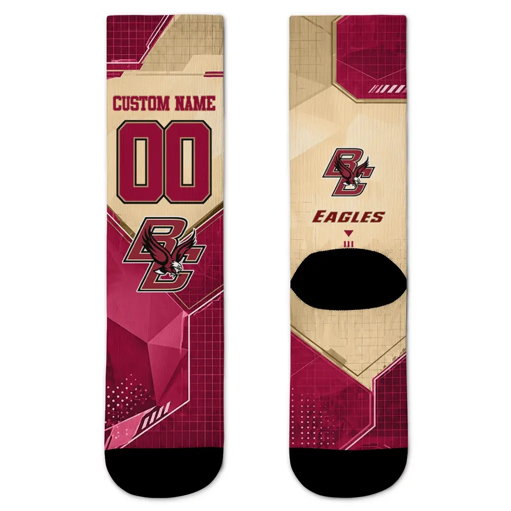 Boston College Eagles Socks Custom Geometric Tech Maroon Best Selling Boston College Eagles Socks Custom Geometric Tech Maroon Best Selling