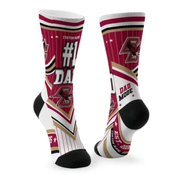 Boston College Eagles Socks Custom Pinstripe Chevron Maroon White Fashion Forward