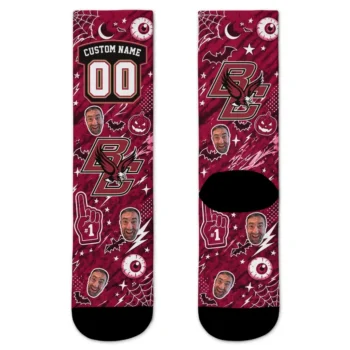 Boston College Eagles Socks Custom Scattered Icons Maroon Best Selling