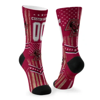 Boston College Eagles Socks Custom Star Stripes Maroon White Fashion Forward