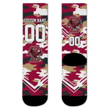 Boston College Eagles Socks Custom Woodland Camo Maroon Best Selling
