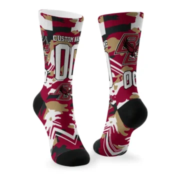 Boston College Eagles Socks Custom Woodland Camo Maroon Fashion Forward