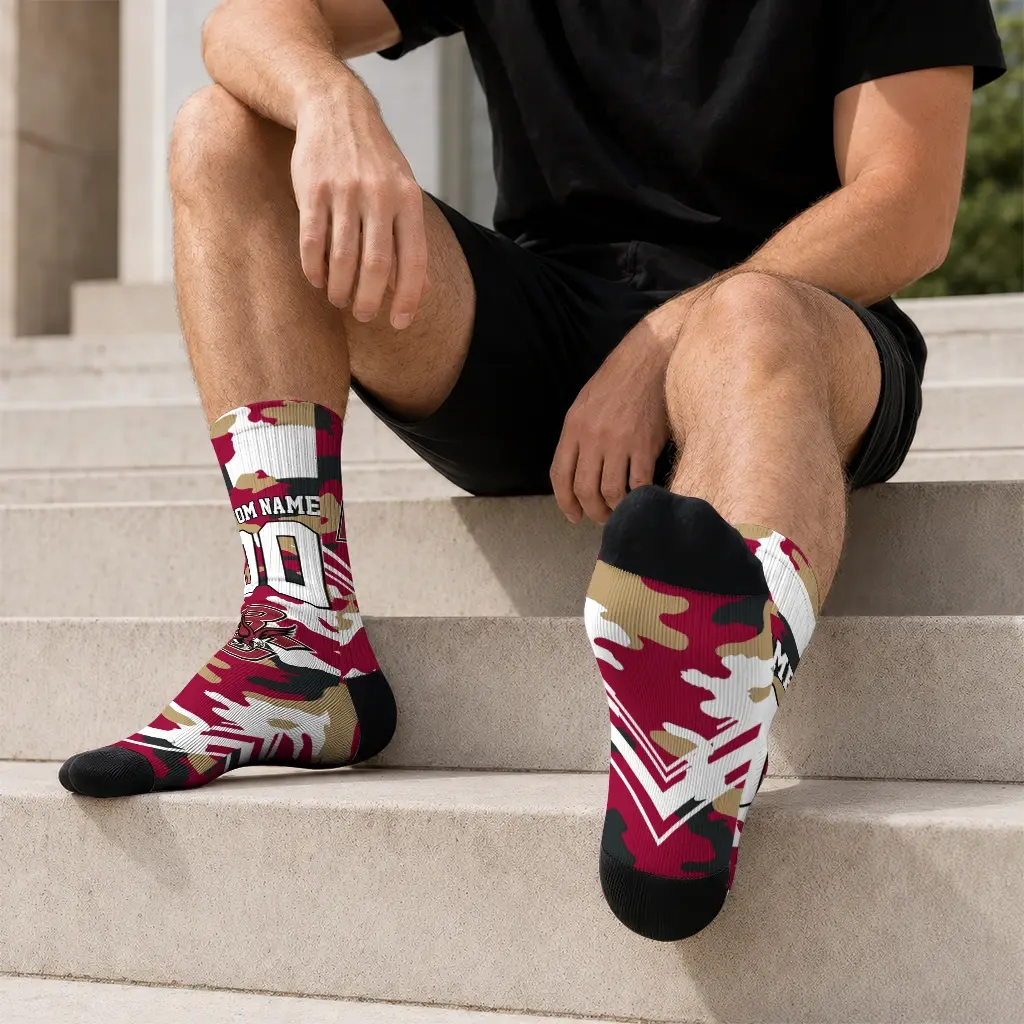Boston College Eagles Socks Custom Woodland Camo Maroon Latest Model Boston College Eagles Socks Custom Woodland Camo Maroon Latest Model
