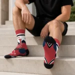 Boston Red Sox Socks Custom Arrow Blocks Red Best Selling