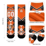 Bowling Green Falcons Socks Customized Argyle Pattern Orange Best Selling