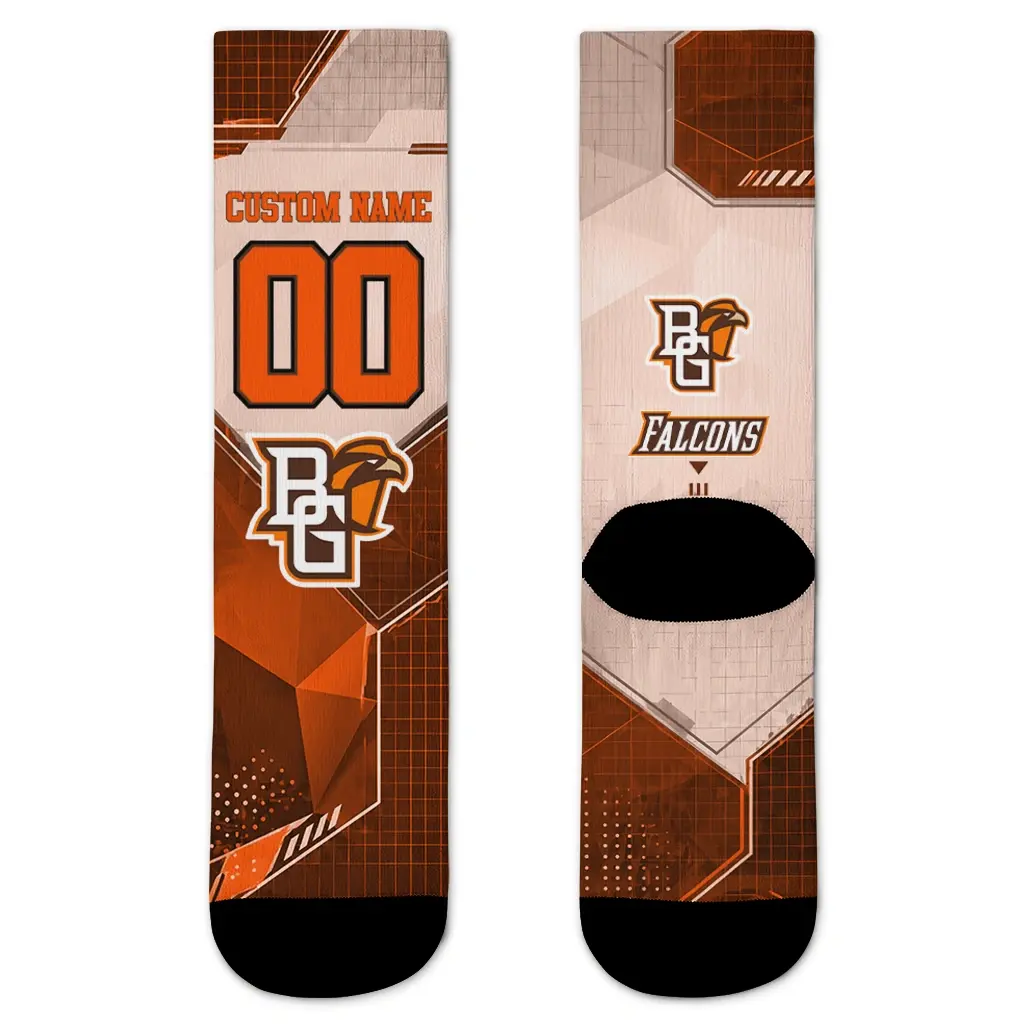 Bowling Green Falcons Socks Customized Geometric Tech Orange Best Selling Bowling Green Falcons Socks Customized Geometric Tech Orange Best Selling