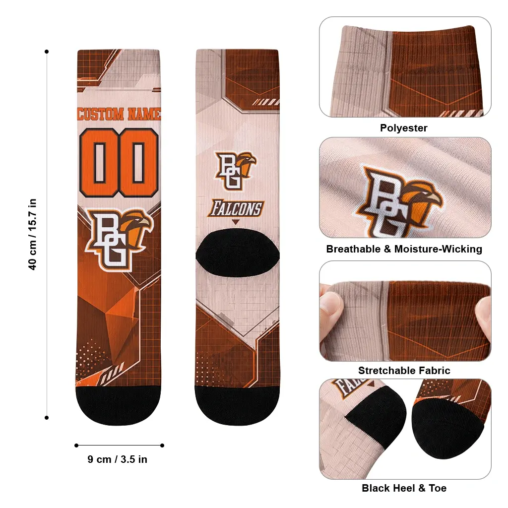 Bowling Green Falcons Socks Customized Geometric Tech Orange High Quality Bowling Green Falcons Socks Customized Geometric Tech Orange High Quality