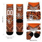 Bowling Green Falcons Socks Customized Leopard Print Orange Black Best Selling