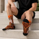 Bowling Green Falcons Socks Customized Leopard Print Orange Black Best Selling