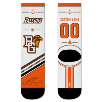 Bowling Green Falcons Socks Customized Nautical Icons Orange White Best Selling