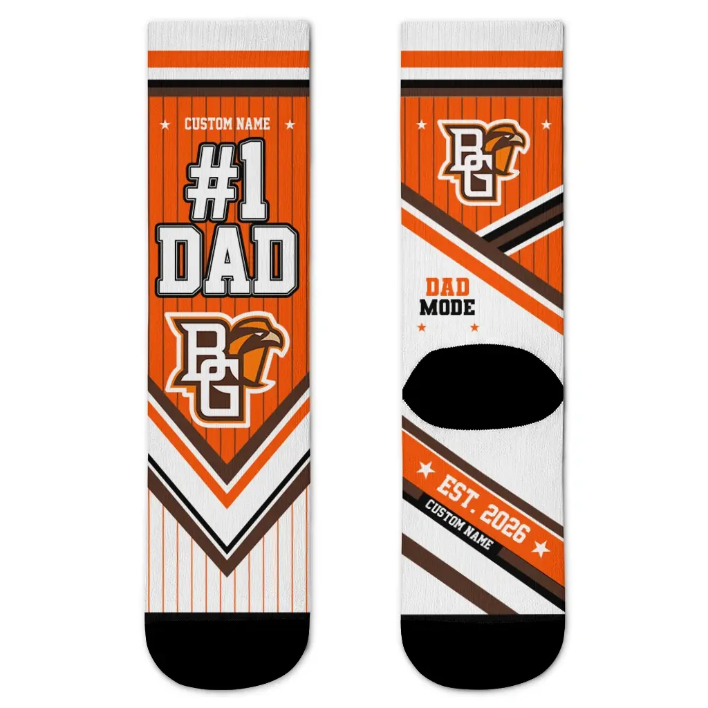 Bowling Green Falcons Socks Customized Pinstripe Chevron Orange White Best Selling Bowling Green Falcons Socks Customized Pinstripe Chevron Orange White Best Selling