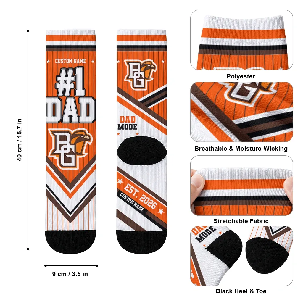 Bowling Green Falcons Socks Customized Pinstripe Chevron Orange White High Quality Bowling Green Falcons Socks Customized Pinstripe Chevron Orange White High Quality